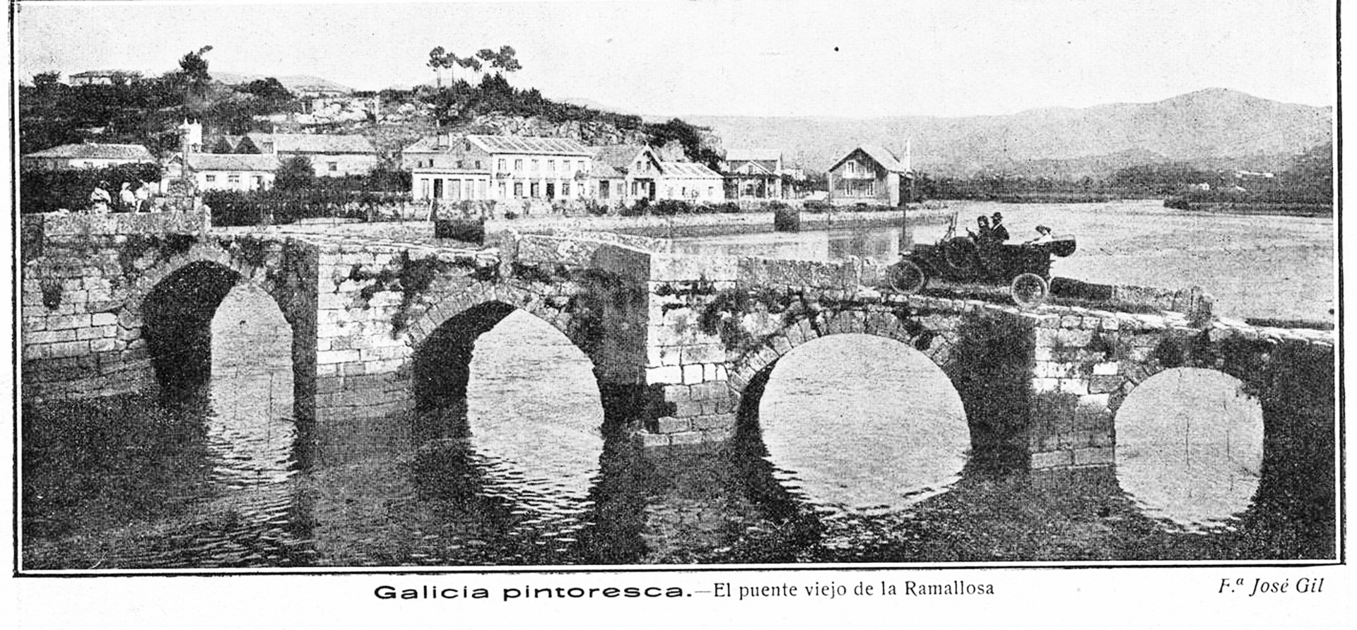 Gil e María Sarabia na Ponte da Ramallosa en 1915