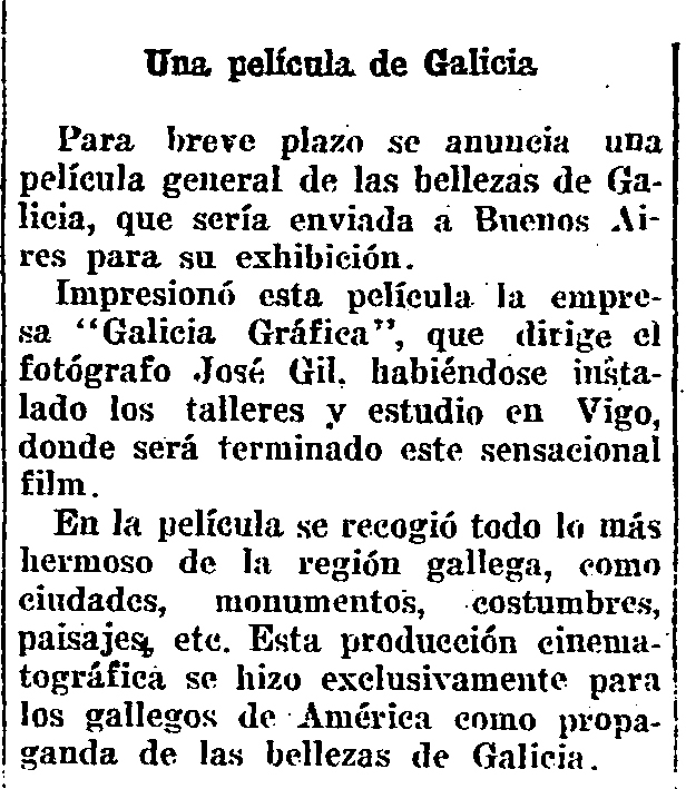 1927, noticiero gallego