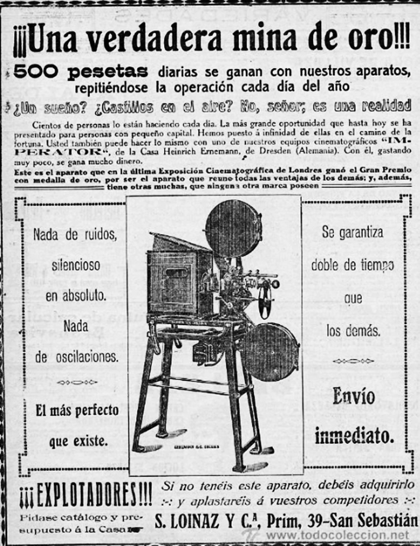 Publicidade do proxector Imperator, 1912