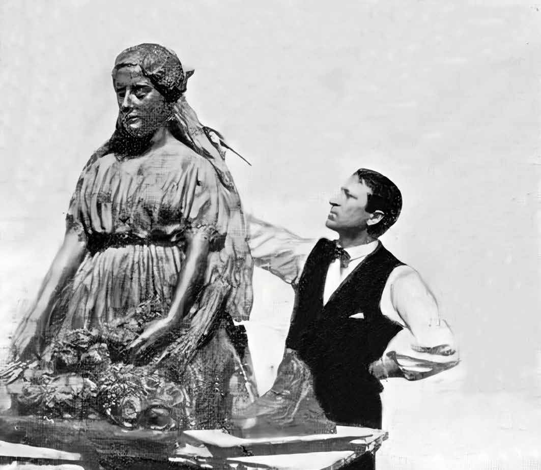 O escultor Francisco Asorey traballando na escultura de María Gil. Vida Gallega, 1919