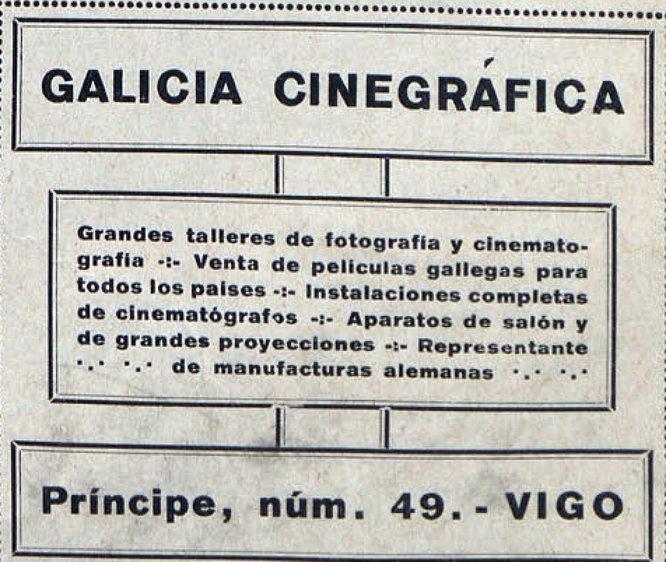 Publicidade de Galicia Cinegráfica en “El financiero”. Madrid, xuño 1922.