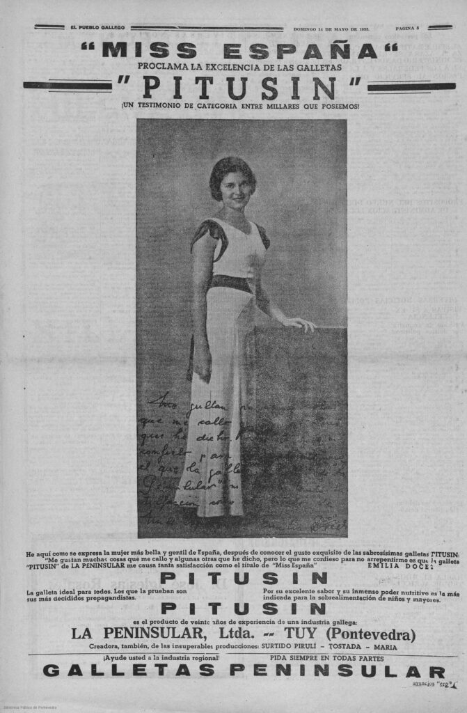 Publicidade La Peninsular El pueblo gallego. 1933