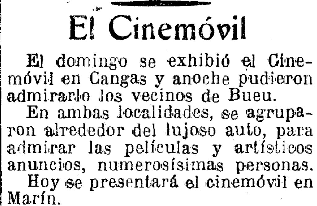 O cinemovil en Cangas Pueblo gallego 29.10.1929